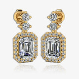 1 Carat Emerald Shape Halo Lab Grown Diamond Drop Earrings E1ECD HEERA GOLD