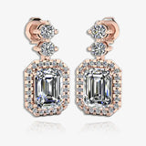 1 Carat Emerald Shape Halo Lab Grown Diamond Drop Earrings E1ECD HEERA GOLD