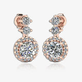 1.10 Carat Round Shape Halo Lab Grown Diamond Drop Earrings E1RBD HEERA GOLD