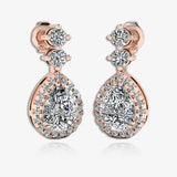 1.30 Carat Pear Shape Halo Lab Grown Diamond Drop Earrings E1PSD HEERA GOLD