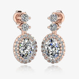 1.40 Carat Oval Shape Halo Lab Grown Diamond Drop Earrings E1OCD HEERA GOLD