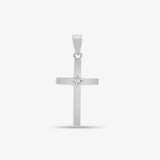 18ct White 0.03ct Diamond Star Set Cross HEERA GOLD