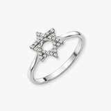 18ct White 0.13ct Natural Diamond Star of David Ring