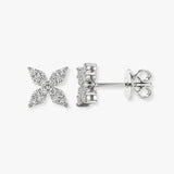 18ct White 0.25ct Natural Diamond X cluster stud earrings