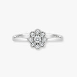18ct White 0.40ct Diamond Cluster Mill-Grain Edge Ring