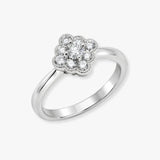 18ct White 0.40ct Diamond Cluster Mill-Grain Edge Ring