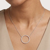 18ct White 0.43ct Natural Diamond Circle Pendant - 18" Chain included