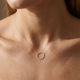 18ct White 0.43ct Natural Diamond Circle Pendant - 18" Chain included