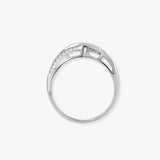 18ct White 0.48ct Natural Diamond RBC & Baguette Crossover Ring