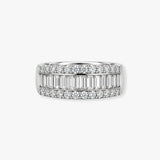 18ct White 2.00ct Round & Baguette Natural Diamond Ring