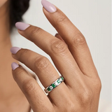 18ct White Diamond-0.55ct Em-0.65ct 1\2 Eternity Ring