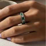 18ct White Diamond-0.55ct Em-0.65ct 1\2 Eternity Ring
