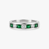 18ct White Diamond-0.55ct Em-0.65ct 1\2 Eternity Ring