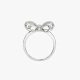 18ct White Gold 0.46ct Natural Diamond Round Brilliant Cut & Baguette Bow Ring
