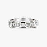18ct White Gold 0.52ct Natural Diamond Round Brilliant Cut & Baguette Ring
