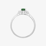 18ct White Gold Diamond And Emerald And 3 Stone Ring HEERA DIAMONDS