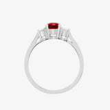 18ct White Gold Diamond And Ruby 3 Stone Ring HEERA DIAMONDS