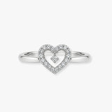 18ct White Gold Heart Shaped Natural Diamond Ring