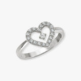 18ct White Gold Heart Shaped Natural Diamond Ring