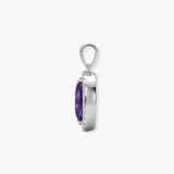 18ct White Gold Natural Diamond And Amethyst Pendant