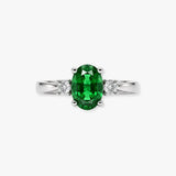 18ct White Gold Natural Diamond And Emerald And 3 Stone Ring