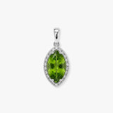 18ct White Gold Natural Diamond And Peridot Pendant