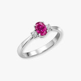 18ct White Gold Natural Diamond And Pink Sapphire And 3 Stone Ring