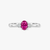 18ct White Gold Natural Diamond And Pink Sapphire And 3 Stone Ring