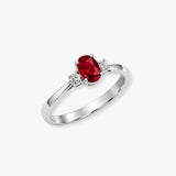 18ct White Gold Natural Diamond And Ruby And 3 Stone Ring
