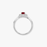 18ct White Gold Natural Diamond And Ruby And 3 Stone Ring
