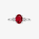 18ct White Gold Natural Diamond And Ruby And 3 Stone Ring