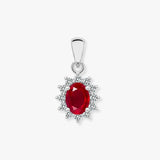 18ct White Gold Natural Diamond And Ruby Pendant