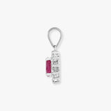 18ct White Gold Natural Diamond And Ruby Pendant