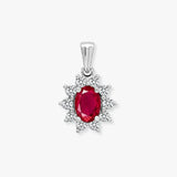 18ct White Gold Natural Diamond And Ruby Pendant