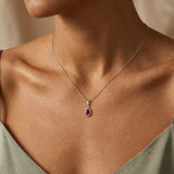 18ct White Gold Natural Diamond And Ruby Pendant