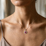 18ct White Gold Natural Diamond And Ruby Pendant