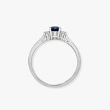 18ct White Gold Natural Diamond And Sapphire 3 Stone Ring