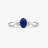 18ct White Gold Natural Diamond And Sapphire 3 Stone Ring