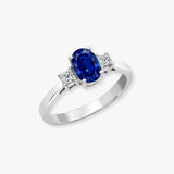 18ct White Gold Natural Diamond And Sapphire And 3 Stone Ring