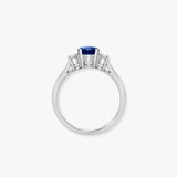 18ct White Gold Natural Diamond And Sapphire And 3 Stone Ring
