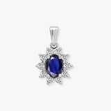 18ct White Gold Natural Diamond And Sapphire Pendant