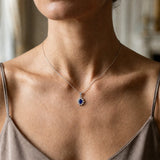 18ct White Gold Natural Diamond And Sapphire Pendant