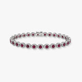 18ct White Gold Round Brilliant Ruby and 15 Carat Lab Grown Diamond Bracelet
