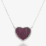 18ct White Gold Ruby Heart Pendant HEERA DIAMONDS