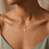 18ct White Gold & Yellow Gold Natural Diamond Cross Pendant