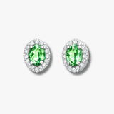 18ct White gold Natural Diamond 15pt and Peridot 68pt stud earrings.