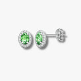 18ct White gold Natural Diamond 15pt and Peridot 68pt stud earrings.