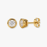 18ct Yellow Gold 20pts Rub Over Diamond Earrings