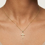 18ct Yellow Natural Diamond Star Set Cross Pendent