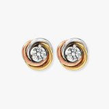 8ct 3 Colour 0.20ct Natural Diamond Knot Stud Earrings